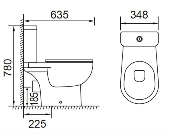 vt 22 toilet size